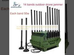 เครื่องรบกวนสัญญาณโดรนภายนอกอาคารกันน้ำ 14 ช่อง 700w กำลังไฟสูง