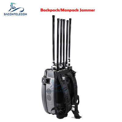8 ช่องทาง 120W แมนแพ็คจอมเมอร์ พร้อมแบตเตอรี่ที่ติดตั้งสําหรับปิดสัญญาณ 20-3000MHz