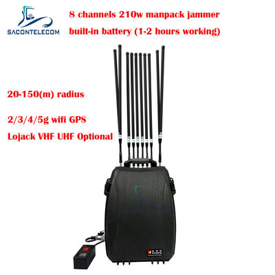 5G Wifi Lojack 150m แมนแพ็ค สัญญาณโทรศัพท์มือถือ Jammer 8 ช่อง 230w พลังงานสูง