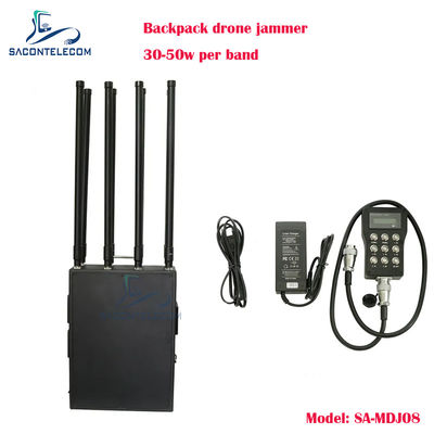 8 แบนด์ 400w แพวเวอร์แมน แพ็ค Drone Signal Jammer กล่องโลหะ กระเป๋าเป้ย