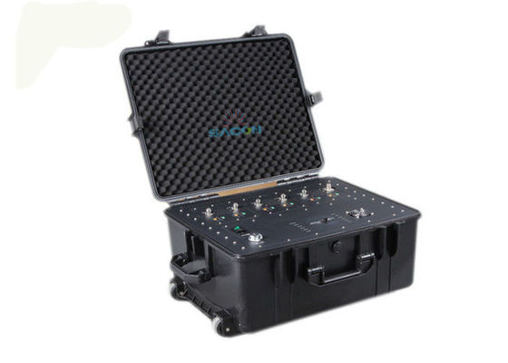 300W เครื่องรบกวนสัญญาณแบบสะพายหลัง 6 แบนด์ VHF UHF กำลังสูง พร้อมระบบป้องกัน VSWR สำหรับวิทยุสื่อสาร