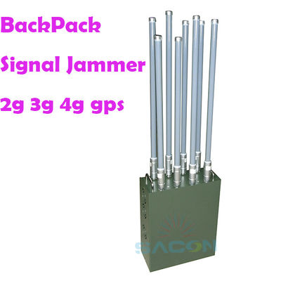 120W Output Power Backpack Signal Jammer พร้อมแอนเทนน่า 8 ตัว และระยะทาง 100m สําหรับ 2G 3G 4G 5G VHF UHF WiFi GPS Blocking