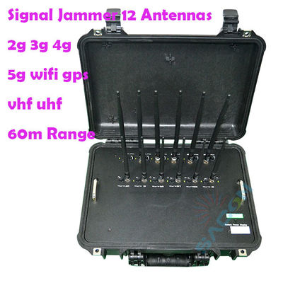 เครื่องรบกวนสัญญาณ 5G 56W 12 เสาอากาศ 868MHz สำหรับบล็อกสัญญาณหลายความถี่