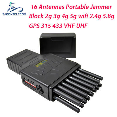 พกพา 16 ช่อง 12W เครื่องยับยั้งสัญญาณพลังงานและ GPS Blocker สําหรับ WiFi 2.4G 5.8G ความถี่