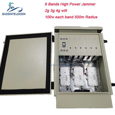 เครื่องรบกวนสัญญาณระเบิดกันน้ำกลางแจ้ง 600W รัศมี 600 เมตร สำหรับบล็อกสัญญาณ 5G 5.2G 5.8G