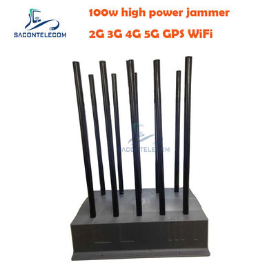 เครื่องยับยับสัญญาณพลังงานสูง 100W พร้อม 10 ช่องทางสําหรับอุปกรณ์ยับยับ GPS VHF UHF