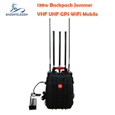 เครื่องรบกวนสัญญาณแบบสะพายหลัง VHF UHF 5 ช่อง ระยะ 120 เมตร พร้อมแบตเตอรี่ในตัวสำหรับปิดกั้นสัญญาณแบบพกพา