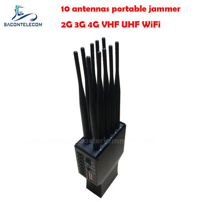 20m Radius Portable Signal Jammer พร้อมแบตเตอรี่ 4500mAh และ 10 ช่องทางสําหรับ GSM DCS CDMA 3G 4G WiFi