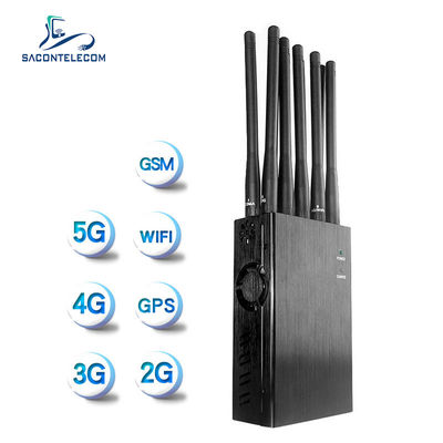 เครื่องรบกวนสัญญาณแบบพกพา 10W รัศมี 20 เมตร 10 ช่อง สำหรับ WiFi GPS 2G 3G 4G 5G