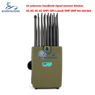 Europe Type WiFi Signal Jammer 24w 24 Channel สําหรับ 2G 3G 4G 5G LTE GPS Lojack 173mhz