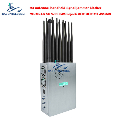 Europe Type WiFi Signal Jammer 24w 24 Channel สําหรับ 2G 3G 4G 5G LTE GPS Lojack 173mhz
