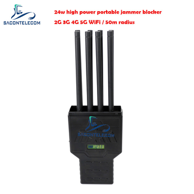 5G พกพา โทรศัพท์มือถือ สัญญาณ Jammer 8 ช่องทาง 28w พลังงานสูง 50m รัศมี