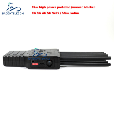 5G พกพา โทรศัพท์มือถือ สัญญาณ Jammer 8 ช่องทาง 28w พลังงานสูง 50m รัศมี