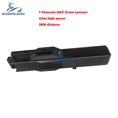 7 ช่อง เครื่องยับยับสัญญาณโดรน 120W พลังงานสูง 2 กิโลเมตร ระยะทาง ยิงปืนยับยับเครื่องยับยับ