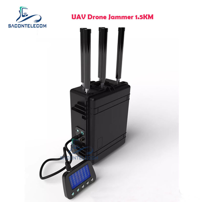 เครื่องยับยับสัญญาณเครื่องบินไร้คนขับ IP55 1.5 กิโลเมตร แมนแพ็คติดแบตเตอรี่