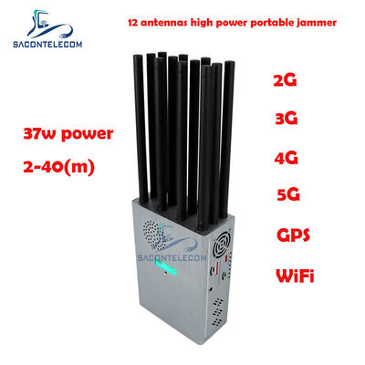 เครื่องรบกวนสัญญาณ GPSL1 Lojack แบบพกพา กำลังไฟรวม 37W ครอบคลุม 12 แบนด์ รัศมีการป้องกัน 40 เมตร