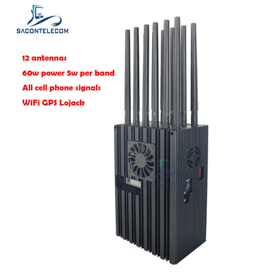 60w 40m Radius สัญญาณโทรศัพท์มือถือ Jammer 2G 3G 4G 5G WiFi GPS Lojack