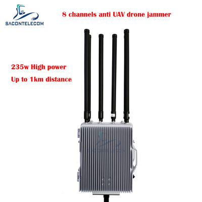 เครื่องยับยับสัญญาณ Drone Outdoor กันน้ํา 6-8 ช่อง 30w/Band ระยะทาง 1-3km