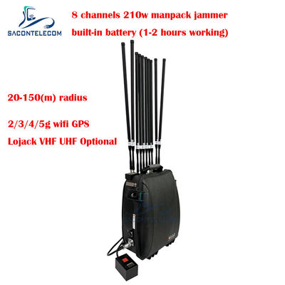 5G Wifi Lojack 150m แมนแพ็ค สัญญาณโทรศัพท์มือถือ Jammer 8 ช่อง 230w พลังงานสูง