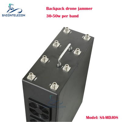 8 แบนด์ 400w แพวเวอร์แมน แพ็ค Drone Signal Jammer กล่องโลหะ กระเป๋าเป้ย