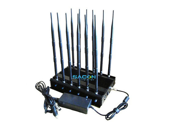 เครื่องรบกวนสัญญาณกำลังสูง 30W 12 แบนด์ ระยะ 50 เมตร สำหรับบล็อกสัญญาณโทรศัพท์มือถือและสัญญาณไร้สาย