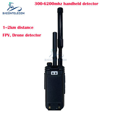 2Km Fpv เครื่องตรวจจับ Drone มือถือ 300-6200mhz 2 แอนเทนน่า เครื่องตรวจจับสัญญาณต่อต้าน Drone