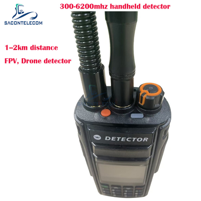 2Km Fpv เครื่องตรวจจับ Drone มือถือ 300-6200mhz 2 แอนเทนน่า เครื่องตรวจจับสัญญาณต่อต้าน Drone