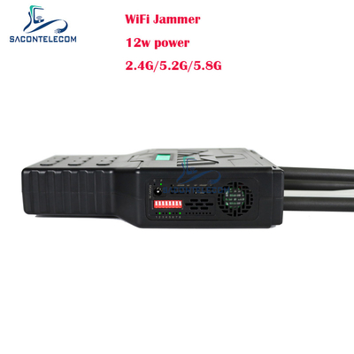 เครื่องรบกวนสัญญาณโทรศัพท์มือถือแบบพกพา 12W WiFi Bluetooth 2.4G 5.2G 5.8G พร้อมระยะ 50 เมตร