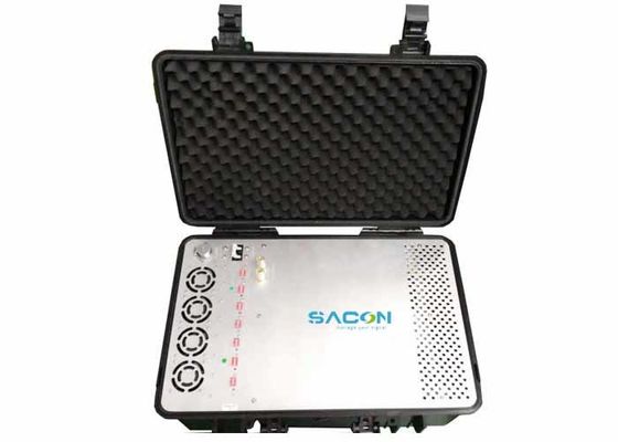 350W 7 ช่อง Manpack Jammer ด้วยแอนเทนนาไฟเบอร์กล๊าส สําหรับ 3G 4G GPS สัญญาณบล็อก