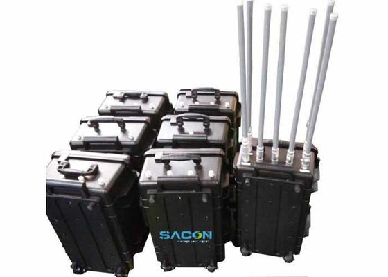 350W 7 ช่อง Manpack Jammer ด้วยแอนเทนนาไฟเบอร์กล๊าส สําหรับ 3G 4G GPS สัญญาณบล็อก