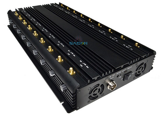 18 แอนเทนนา 42W เครื่องยับยับสัญญาณโทรศัพท์มือถือพลังงานสูง มีรัศมียับยับ 40m