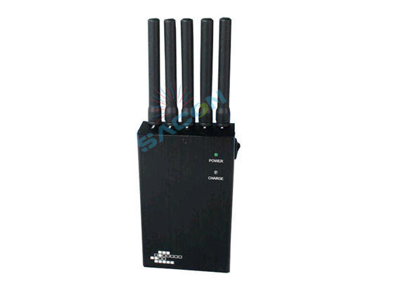 เครื่องยับยับมือถือพกพาที่มี 5 ช่องทาง 2G 3G WiFi จีพีเอสบล็อกและพลังงานออก 2.5W แบตเตอรี่ที่ติดตั้ง