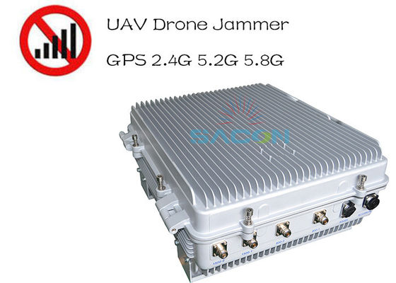 กันน้ํา IP64 พลังงานสูง 385w Drone Signal Jammer 1.5km ระยะไกล GPS 2.4G 5.8G
