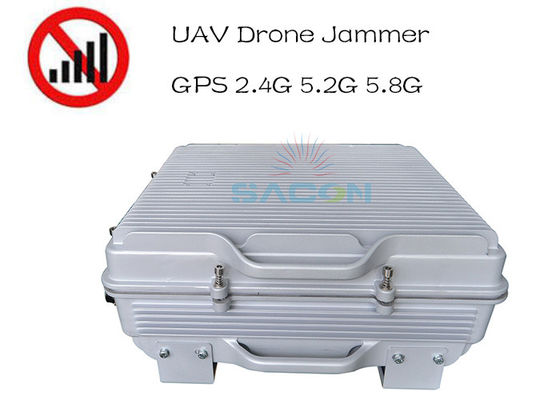 กันน้ํา IP64 พลังงานสูง 385w Drone Signal Jammer 1.5km ระยะไกล GPS 2.4G 5.8G