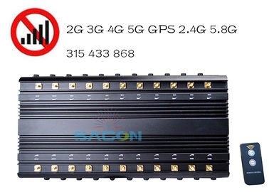 การควบคุมระยะไกลด้วยอินฟราเรด WiFi 22 อันเทนนา 5G Signal Jammer Blocker