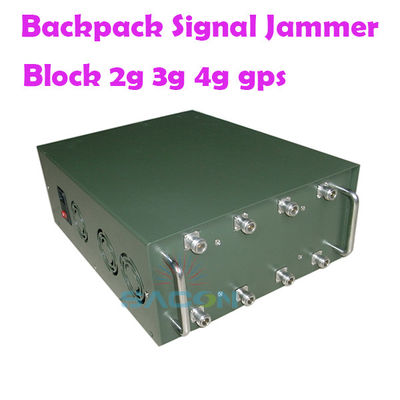 120W Output Power Backpack Signal Jammer พร้อมแอนเทนน่า 8 ตัว และระยะทาง 100m สําหรับ 2G 3G 4G 5G VHF UHF WiFi GPS Blocking
