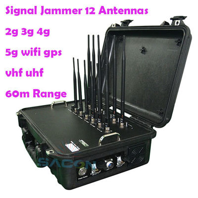 เครื่องรบกวนสัญญาณ 5G 56W 12 เสาอากาศ 868MHz สำหรับบล็อกสัญญาณหลายความถี่