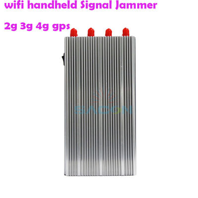 เครื่องรบกวนสัญญาณ GPS แบบมือถือ แบตเตอรี่ 8000mAh 8 เสาอากาศ สำหรับบล็อกสัญญาณ 2G 3G 4G