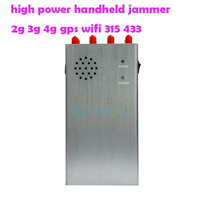เครื่องรบกวนสัญญาณ GPS แบบมือถือ แบตเตอรี่ 8000mAh 8 เสาอากาศ สำหรับบล็อกสัญญาณ 2G 3G 4G