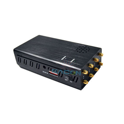 เครื่องรบกวนสัญญาณมือถือแบบพกพา 8 แบนด์ พร้อมแบตเตอรี่ 8000mAh และสวิตช์ DIP ปรับได้ สำหรับบล็อกสัญญาณ 2G 3G 4G GPS WiFi