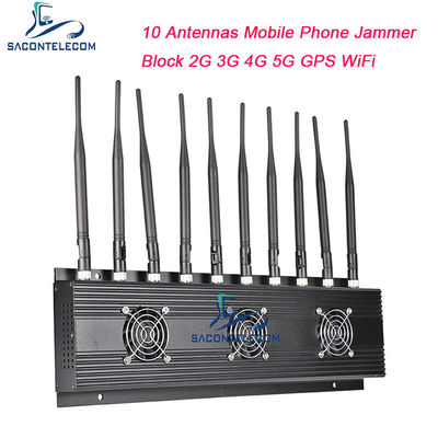 18w 10 แอนเทนนา เครื่องยับยั้งสัญญาณโทรศัพท์มือถือ VHF UHF Blocker 4G 5G