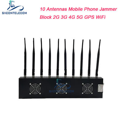 18w 10 แอนเทนนา เครื่องยับยั้งสัญญาณโทรศัพท์มือถือ VHF UHF Blocker 4G 5G