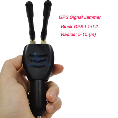 เครื่องรบกวนสัญญาณ GPS Mini ISO9001 พร้อมเสาอากาศรอบทิศทาง ระยะ 15 เมตร น้ำหนักเบาสำหรับที่จุดบุหรี่ในรถยนต์ 12V-24 DC