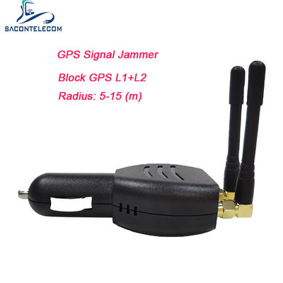 เครื่องรบกวนสัญญาณ GPS Mini ISO9001 พร้อมเสาอากาศรอบทิศทาง ระยะ 15 เมตร น้ำหนักเบาสำหรับที่จุดบุหรี่ในรถยนต์ 12V-24 DC