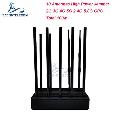 10 แอนเทนนา 100w 80m GPS เครื่องยับยั้งหน้าทํางาน WiFi 2G 3G 4G 5G