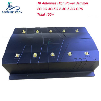 10 แอนเทนนา 100w 80m GPS เครื่องยับยั้งหน้าทํางาน WiFi 2G 3G 4G 5G