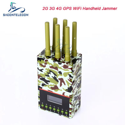 เครื่องรบกวนสัญญาณแบบพกพา 6 ช่อง รัศมี 20 เมตร พร้อมแบตเตอรี่ 4000mAH สำหรับบล็อก 2G 3G 4G GPS WiFi