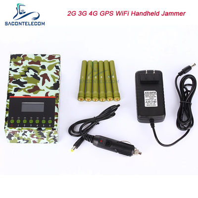 เครื่องรบกวนสัญญาณแบบพกพา 6 ช่อง รัศมี 20 เมตร พร้อมแบตเตอรี่ 4000mAH สำหรับบล็อก 2G 3G 4G GPS WiFi