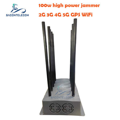 เครื่องยับยับสัญญาณพลังงานสูง 100W พร้อม 10 ช่องทางสําหรับอุปกรณ์ยับยับ GPS VHF UHF
