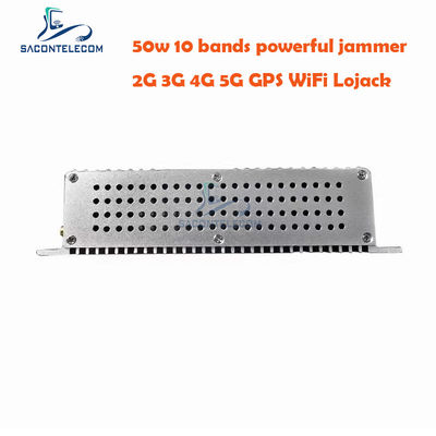 เครื่องยับยับสัญญาณโต๊ะทํางานพลังงานสูง 50W พร้อมแอนเทนนา 10 เครื่อง และแฟนเย็น 2 เครื่อง สําหรับ GSM DCS 3G 4G 5G